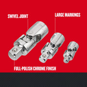 CRAFTSMAN chrome swivel joint socket set with large markings, full-polish finish, SKU CMMT99277, front angle.