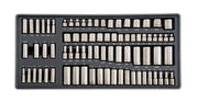 Craftsman socket set CMMT99284, assorted sizes in black tray, top view, photography of hand tool set.