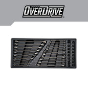 Craftsman CMMT99284 graphics showing a wrench and socket set neatly arranged in a black tray, top view.