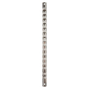 Photo of Craftsman CMMT99402 metal socket rail with a silver finish, vertical view, on white background.