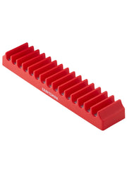 Craftsman CMMT99418 red plastic socket organizer, angled view, tool storage accessory.