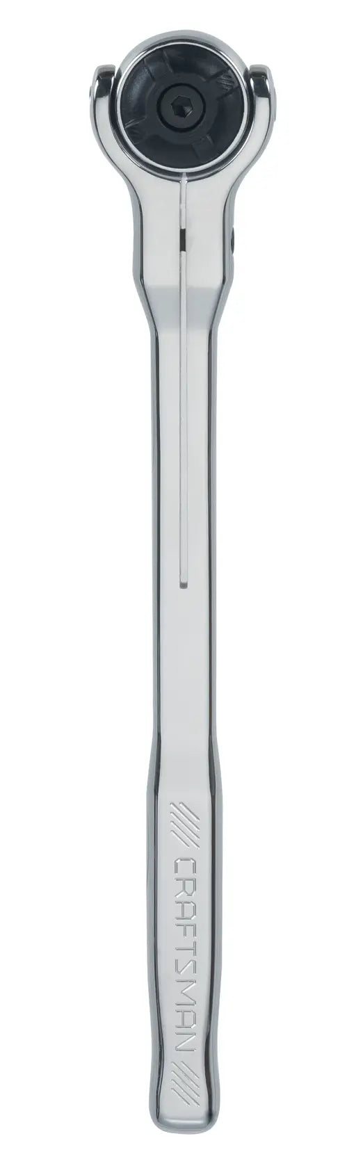 Photo of Craftsman ratchet wrench CMMT99422, silver finish, front angle on white background.