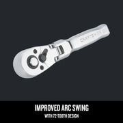 Photo of Craftsman chrome ratchet wrench CMMT99425 with 72-tooth design, angled on white background.