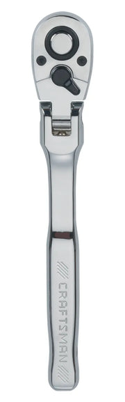 CRAFTSMAN CMMT99429 chrome ratchet wrench, straight handle, top-down view, white background.
