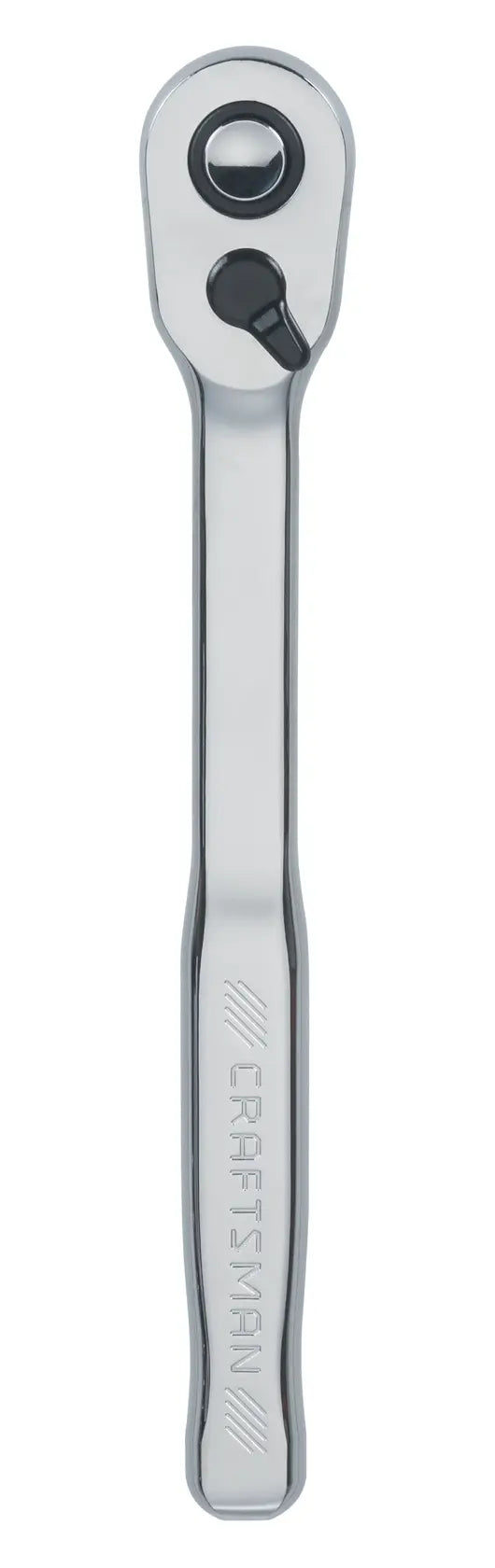 Photo of Craftsman ratchet wrench CMMT99431, silver finish, top view on white background.