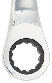 Craftsman ratcheting wrench close-up, SKU CMMT99755, silver finish, black ring, photographed on white background.
