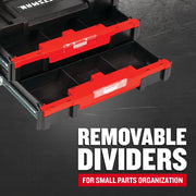 CRAFTSMAN CMST17804 drawer organizer with red removable dividers for small parts, angled view.