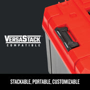 Craftsman VersaStack storage box CMST17825 with red lid and black latch, angled product photo.