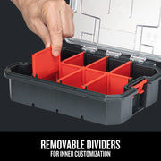 Craftsman graphics CMST17827 organizer box with red removable dividers, hand customizing inner compartments.