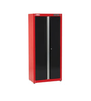 Photo of Craftsman tall red and black metal storage cabinet, SKU CMST23201RB, front angle on white background.