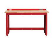Front view photo of Craftsman workbench CMST27200R with red steel frame and wood top.