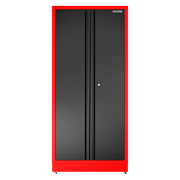 A large, upright storage cabinet with black double doors and a red frame. The cabinet has a lock on the front and the CRAFTSMAN brand logo in the top right corner.