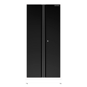 A tall, black storage cabinet with double doors and a central handle, branded with CRAFTSMAN at the top right corner.