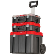 Photo of Craftsman CMST60403 black and red rolling tool box stack with handle, front angle on white background.