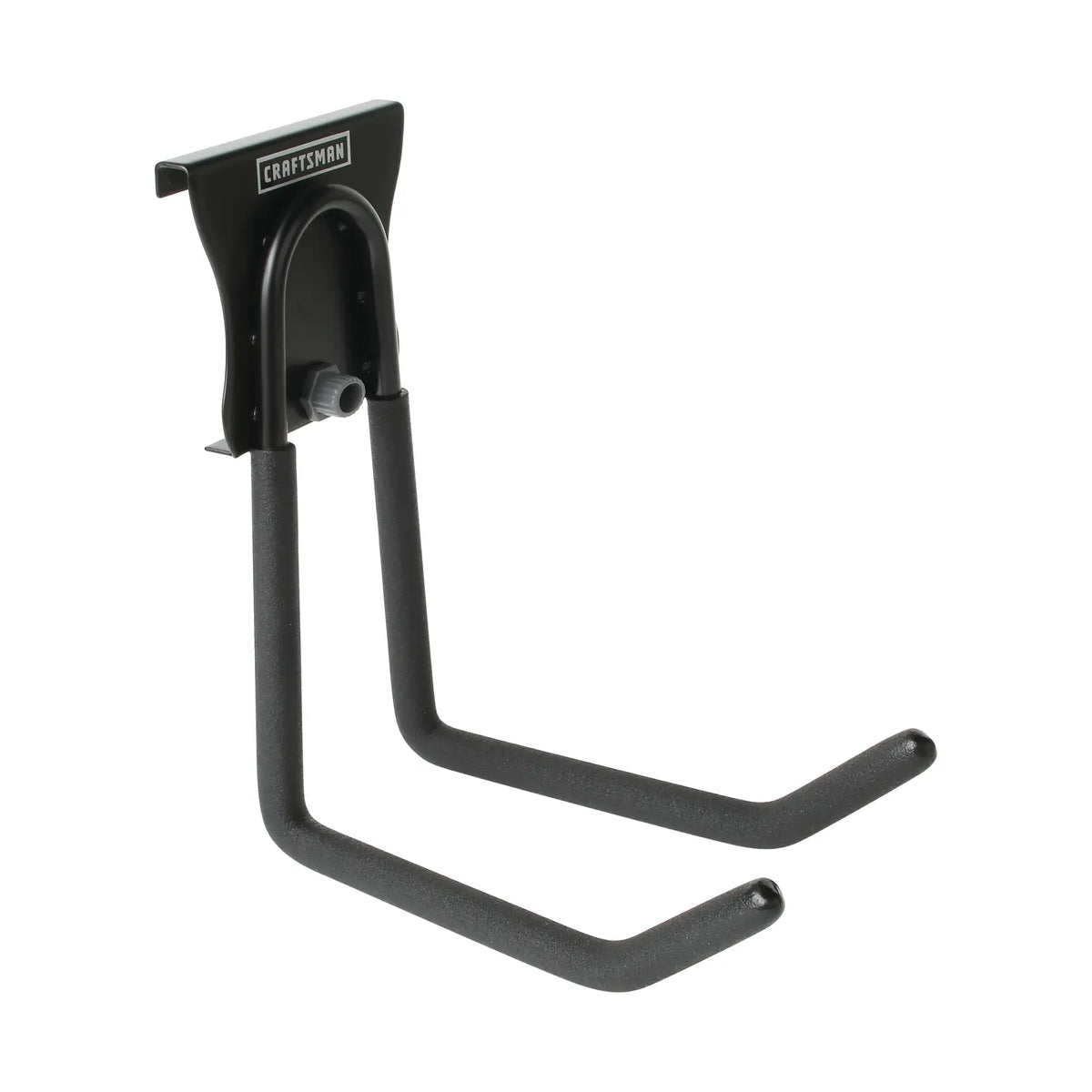 Photo of Craftsman wall-mounted utility hook, black metal, model CMST82608VT, front angle on white background.