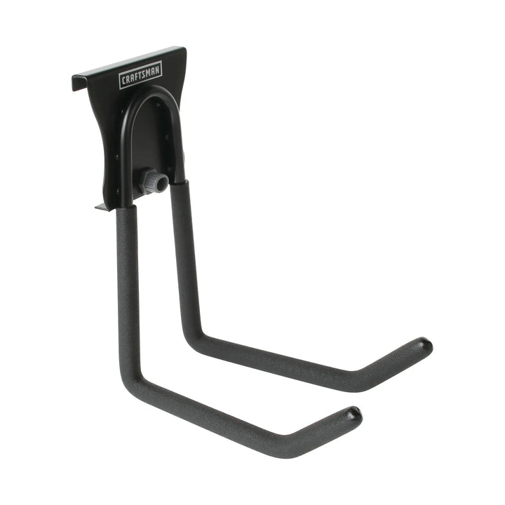 Photo of Craftsman wall-mounted utility hook, black metal, model CMST82608VT, front angle on white background.