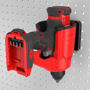 Photo of Craftsman drill holder CMST82823VT mounted on a pegboard, showing red and black plastic construction.