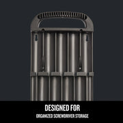 Photo of Craftsman screwdriver storage rack, black plastic, with handle, vertical view, SKU CMST82967.