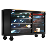 Craftsman CMST98279P tool chest with American flag and bald eagle graphics, front angle on white background.