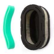 Black+Decker mask replacement parts, oval filter and green silicone insert, white background beauty shot, top view
