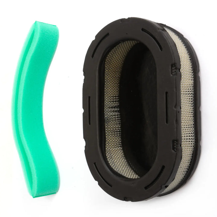 Black+Decker mask replacement parts, oval filter and green silicone insert, white background beauty shot, top view