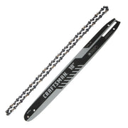 Photo of Craftsman 18-inch chainsaw bar and chain set, SKU CMXGZAM700127, shown from top angle on white background.