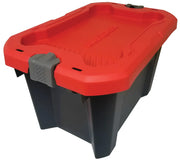 Craftsman storage tote box CMST26320 black base with red lid white background beauty shot angled front view