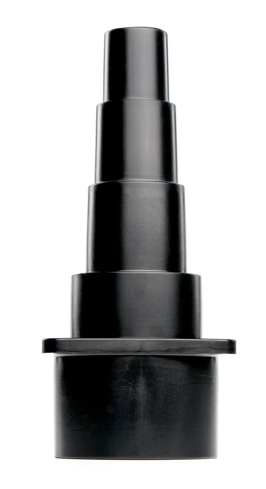 A black plastic stepped adapter, commonly used in photography for connecting different sized accessories or hoses to equipment.