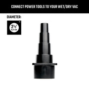 Craftsman tapered black adapter for wet/dry vac, front view, SKU CMXZVBE38677, 2.5 inch diameter.