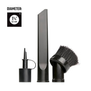 Craftsman vacuum accessory kit CMXZVBE38688, 1-1/4 inch diameter, front angle, includes three black attachments.