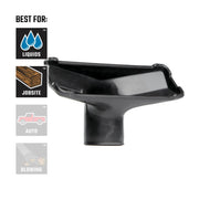 Craftsman wet nozzle attachment CMXZVBE38724, black plastic shown from front, for liquids and jobsite use.