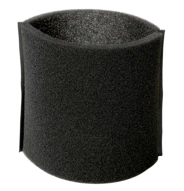 A close-up image of a cylindrical black foam microphone windscreen used in photography and audio recording to reduce wind noise and protect the microphone.