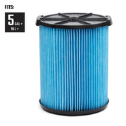 CRAFTSMAN CMXZVBE38776 blue pleated vacuum filter, cylindrical, front angle on white background.