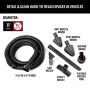 Craftsman hose and cleaning tool kit CMXZVBE38801 with brushes, nozzles, and flexible crevice tool on white background.