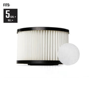 Craftsman pleated vacuum filter with round pre-filter, white and black, front angle, CMXZVBE43268.