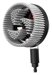 Craftsman CMZPWRB14 round brush attachment with grey bristles, side angle, photography on white background.