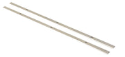 Photo of two Craftsman CMZW320-2 metal guide bars, top angle, with pre-drilled holes on white background.